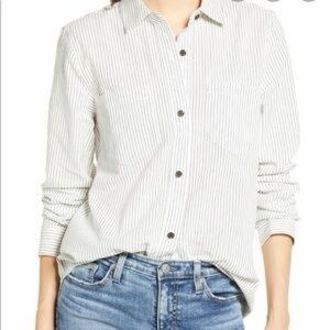 Madewell Striped White Button Down Shirt